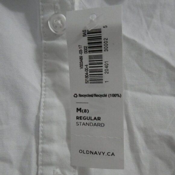 OLD NAVY | medium regular (8) | Solid White Button-Up Dress Shirt | NWT - Picture 4 of 16